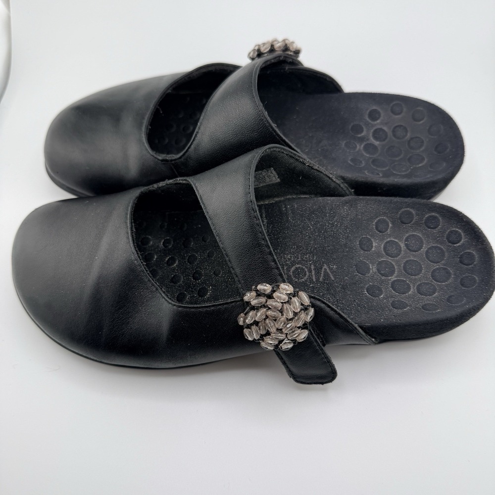 Vionic Orthaheel Black Rest Joan Size 6 Slip On Comfort Shoes Mary Jane Leather - Picture 4 of 10